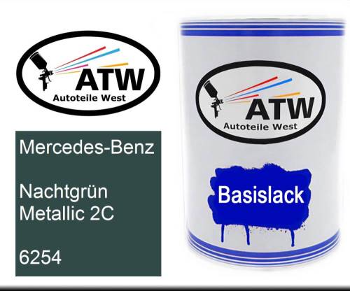 Mercedes-Benz, Nachtgrün Metallic 2C, 6254: 500ml Lackdose, von ATW Autoteile West.